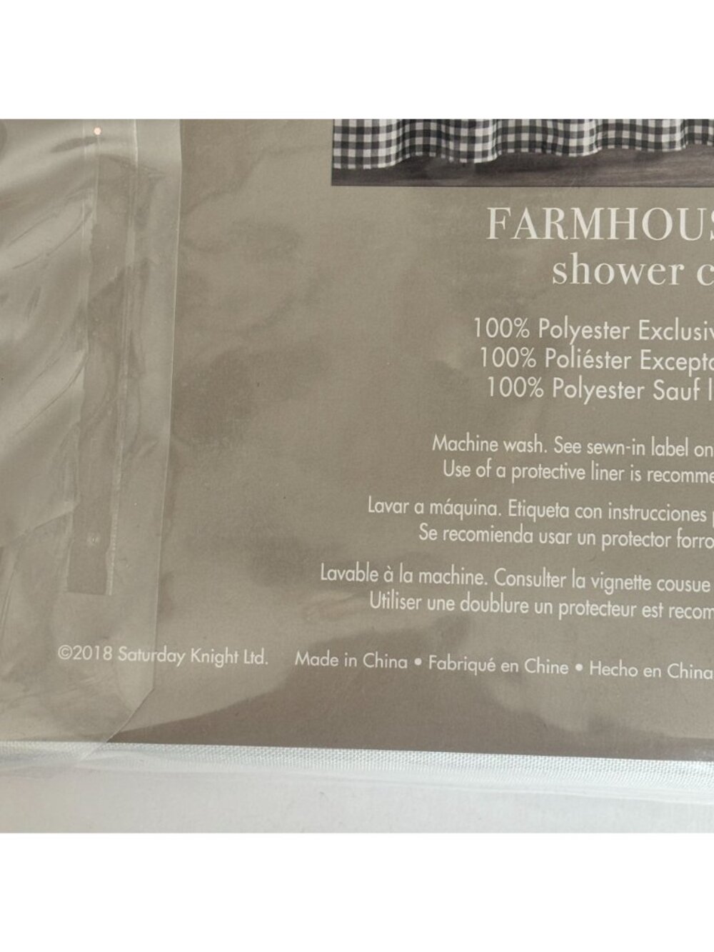SKL Home Shower Curtain Farmhouse Dogs Black White Gingham 72x 72 Bathroom Decor - Picture 7 of 13